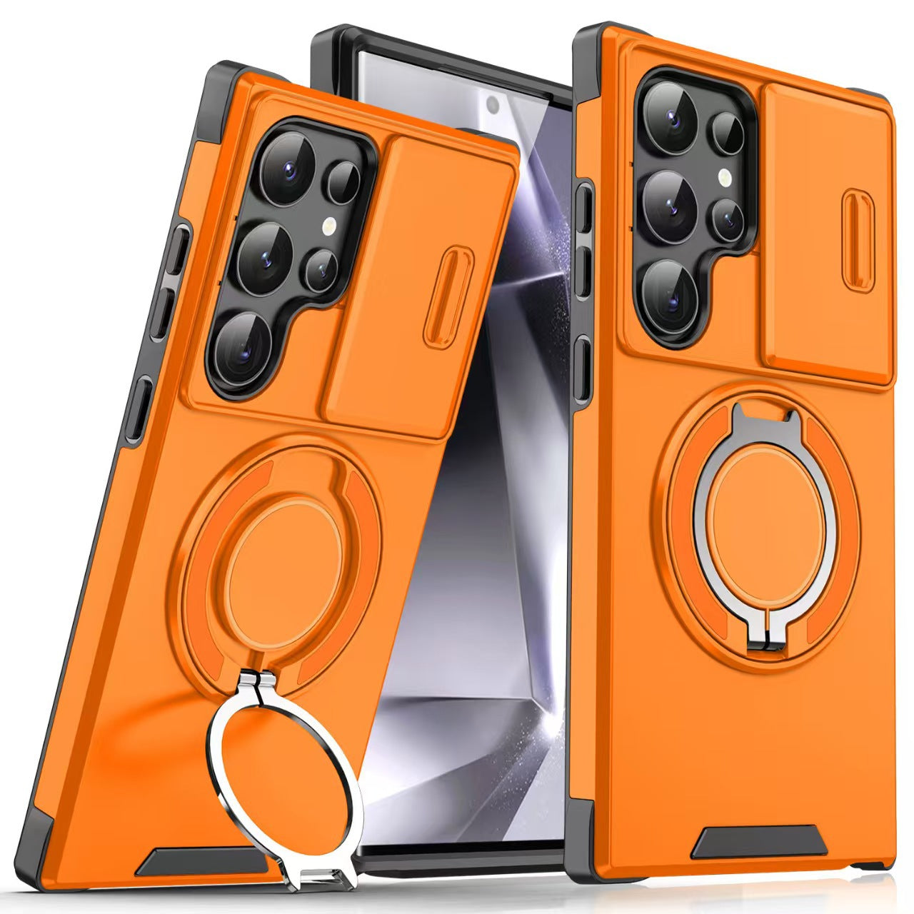 Samsung Telefoonhoesje met Magnetische Autohouder – Schokbestendig Hard PC Hoesje met Lensbescherming
