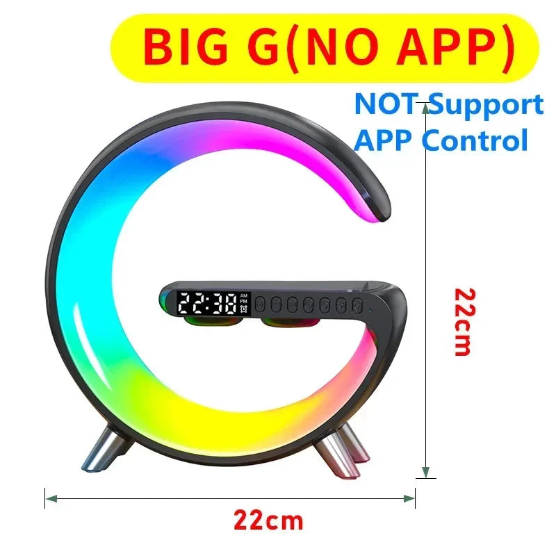 LED Smart Wake Up Light RGB Night Light with All-in-One Draadloze Oplaadstandaard met Alarm, Licht met Bluetooth-luidspreker