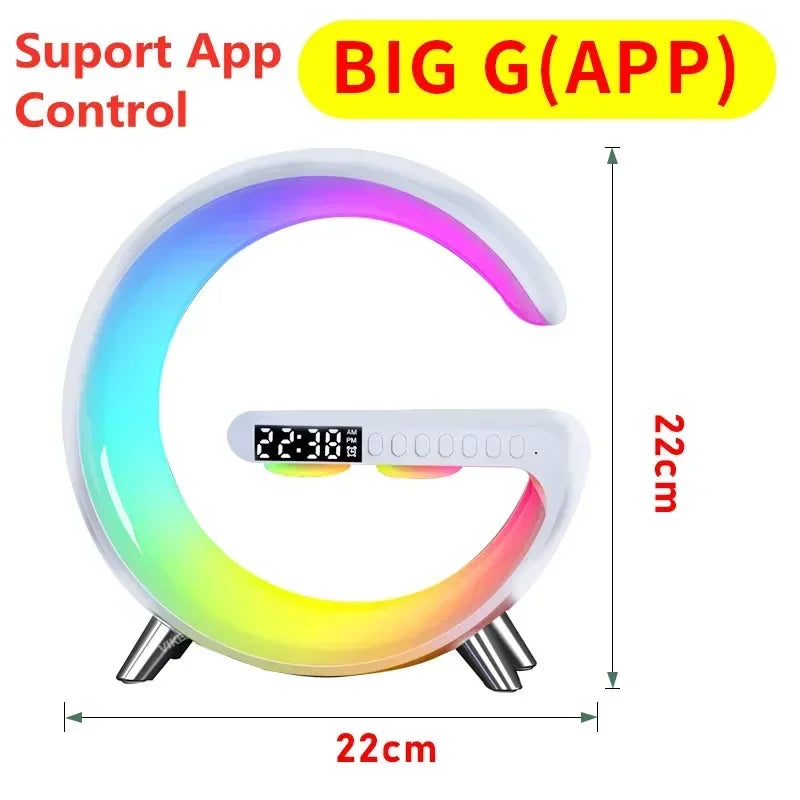 LED Smart Wake Up Light RGB Night Light with All-in-One Draadloze Oplaadstandaard met Alarm, Licht met Bluetooth-luidspreker