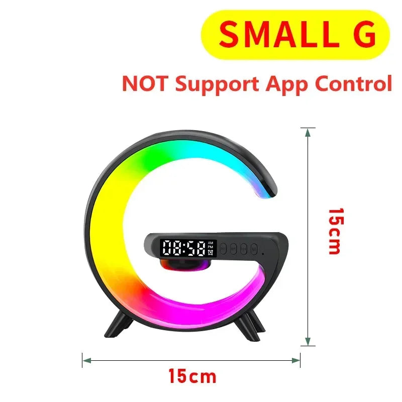 LED Smart Wake Up Light RGB Night Light with All-in-One Draadloze Oplaadstandaard met Alarm, Licht met Bluetooth-luidspreker