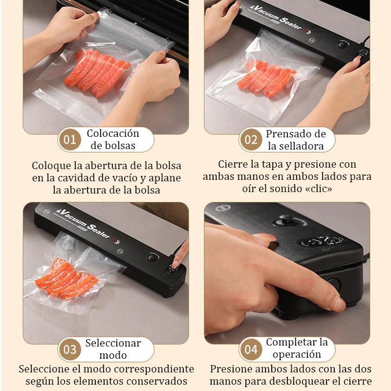 Vacuümverpakkingsmachine, 220V/110V, met 10 stuks, gratis vacuümzakken, zwarte vacuümsealer voor thuisgebruik