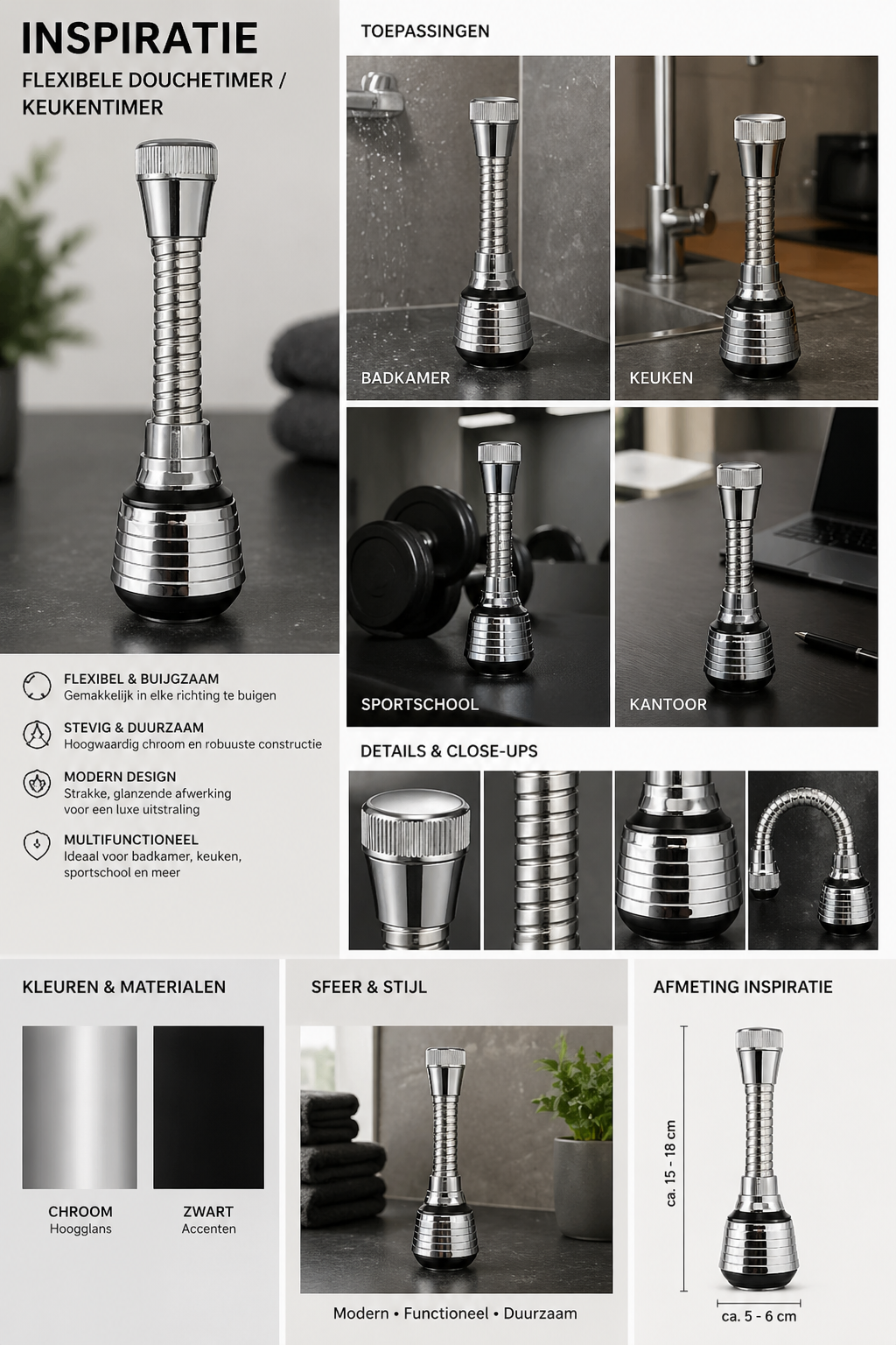 TitanTwist Chrome- Universele 360° Kraanverlenger