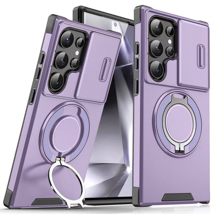 Samsung Telefoonhoesje met Magnetische Autohouder – Schokbestendig Hard PC Hoesje met Lensbescherming