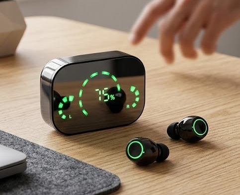 Draadloze Oordopjes - LED Display & Powerbank Case
