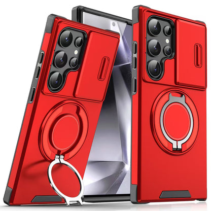 Samsung Telefoonhoesje met Magnetische Autohouder – Schokbestendig Hard PC Hoesje met Lensbescherming