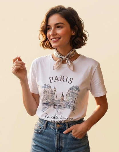 Paris dames T-shirt wit | maat M | zomer top casual