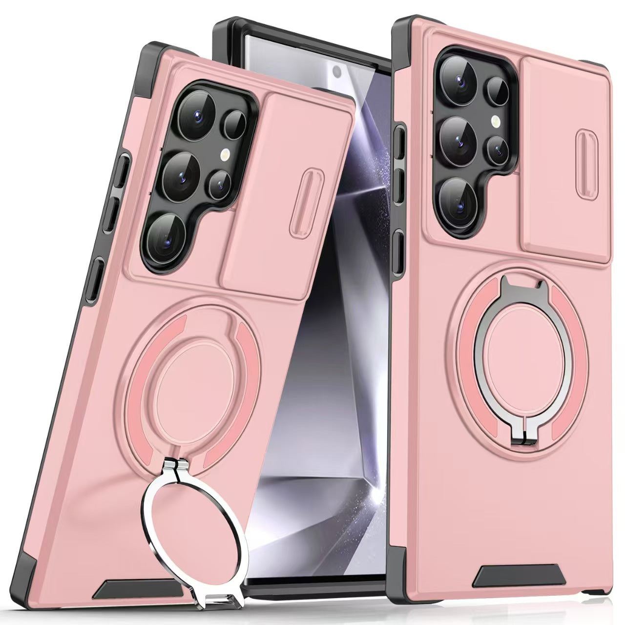 Samsung Telefoonhoesje met Magnetische Autohouder – Schokbestendig Hard PC Hoesje met Lensbescherming
