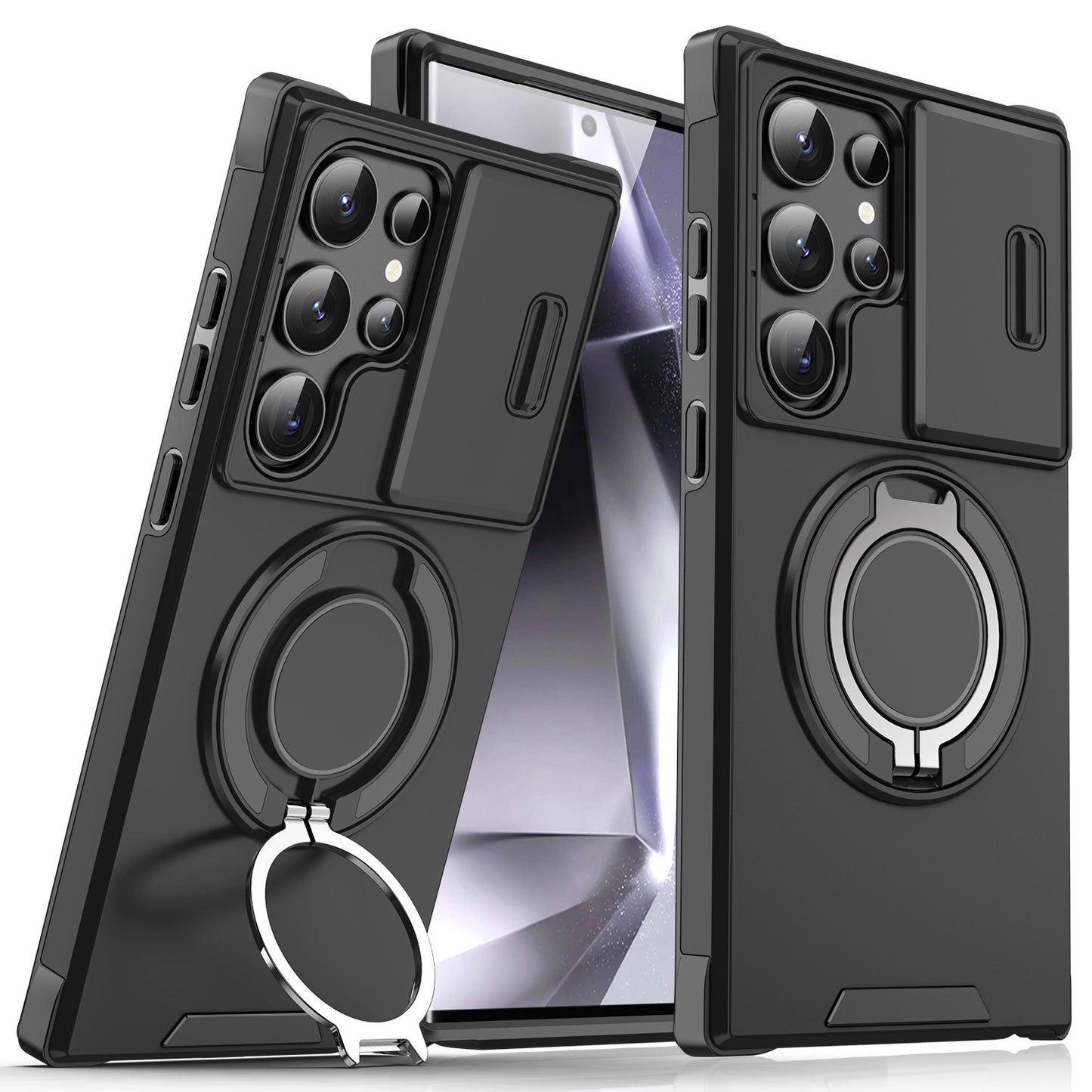 Samsung Telefoonhoesje met Magnetische Autohouder – Schokbestendig Hard PC Hoesje met Lensbescherming