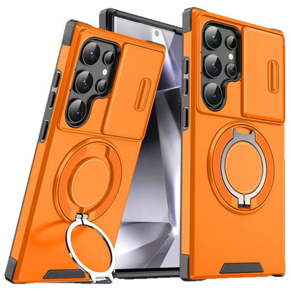 Samsung Telefoonhoesje met Magnetische Autohouder – Schokbestendig Hard PC Hoesje met Lensbescherming