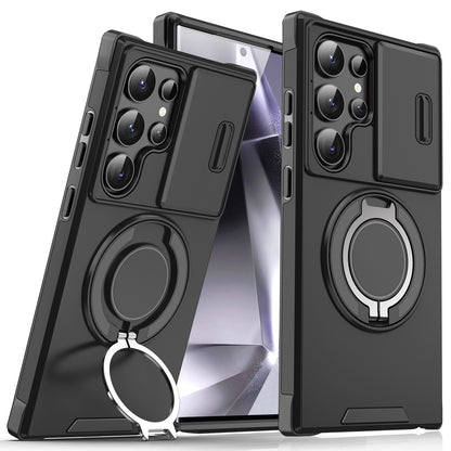 Samsung Telefoonhoesje met Magnetische Autohouder – Schokbestendig Hard PC Hoesje met Lensbescherming