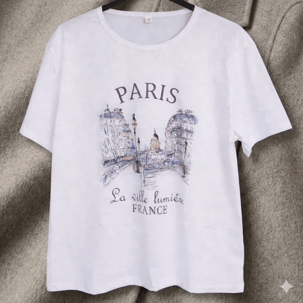 Paris dames T-shirt wit | maat M | zomer top casual