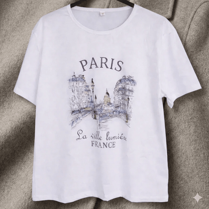 Paris dames T-shirt wit | maat M | zomer top casual