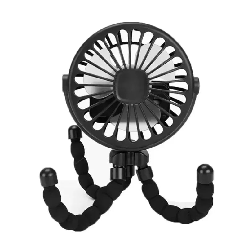 Draagbare Tripod Ventilator – 360° Instelbaar, USB Oplaadbaar, Stil & Compact