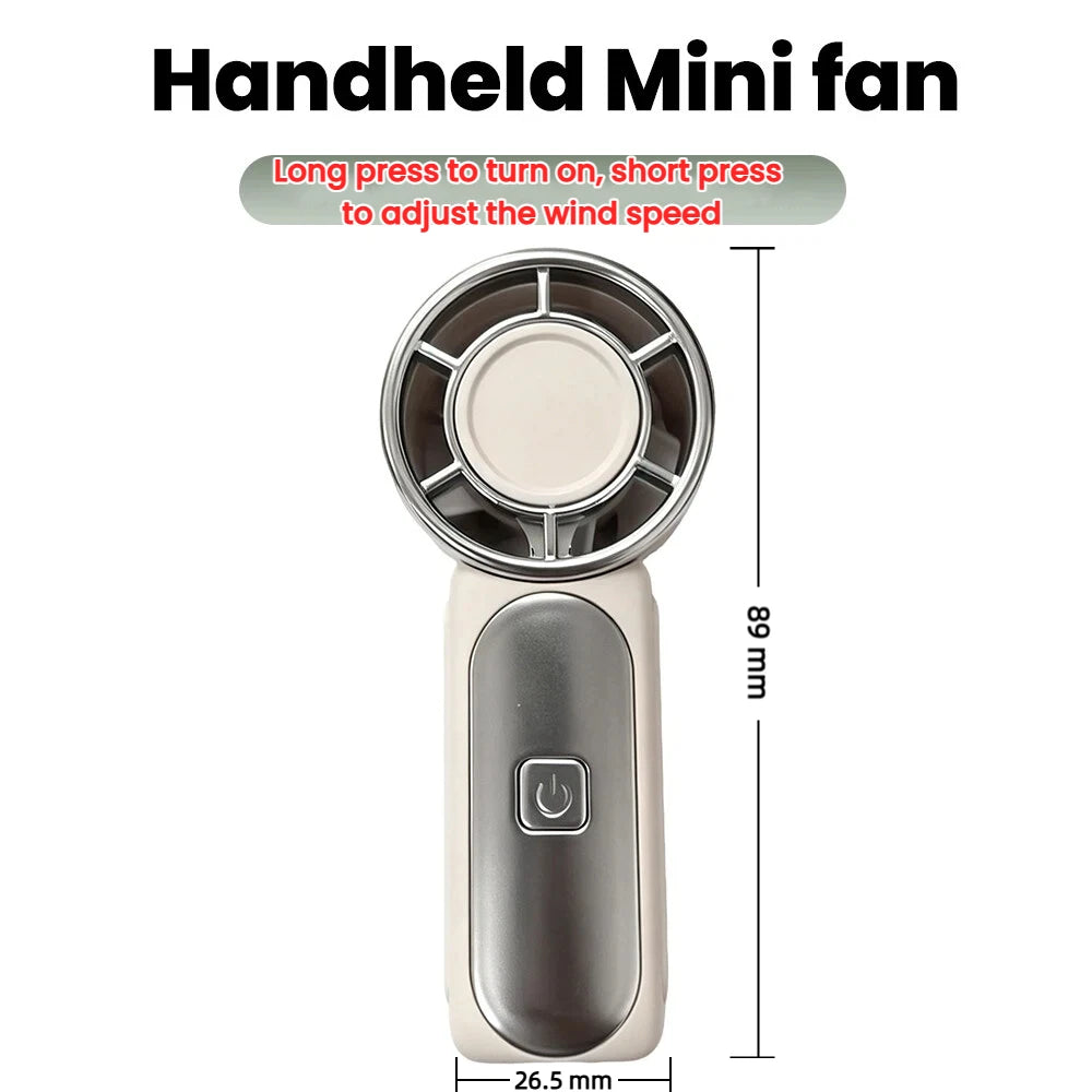 Draagbare Mini Ventilator – USB-C Oplaadbaar, 5 Snelheden, Zakformaat
