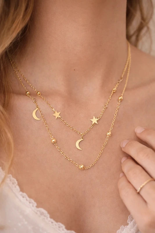 Astral Dream - Maan & Ster ketting goud