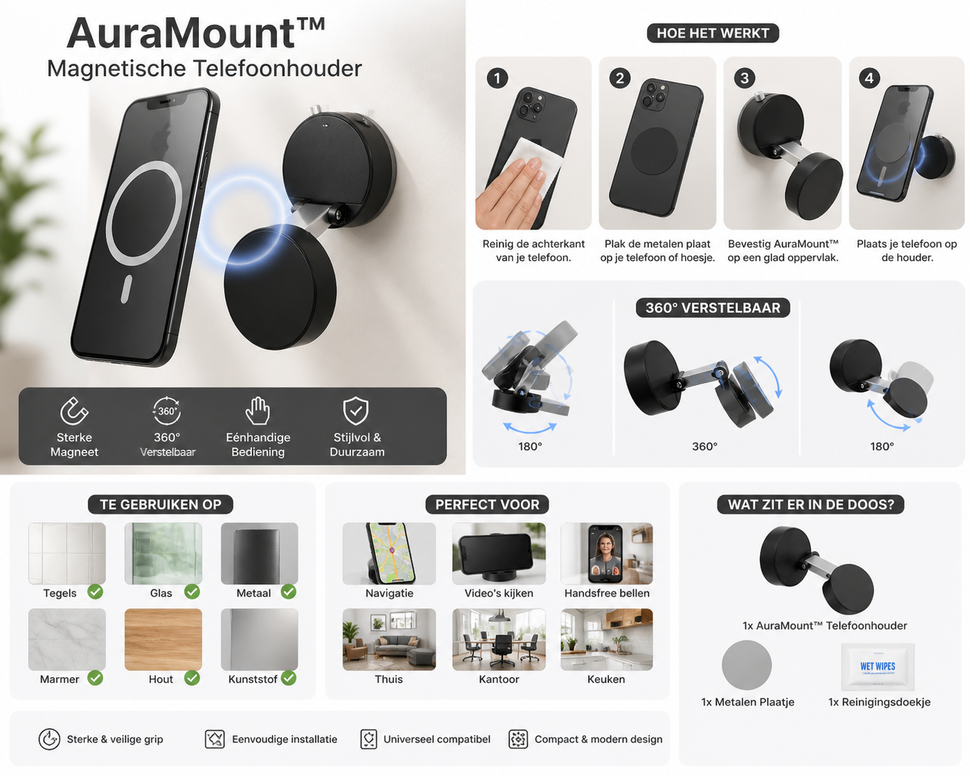 AuraMount™ Magnetische Telefoonhouder