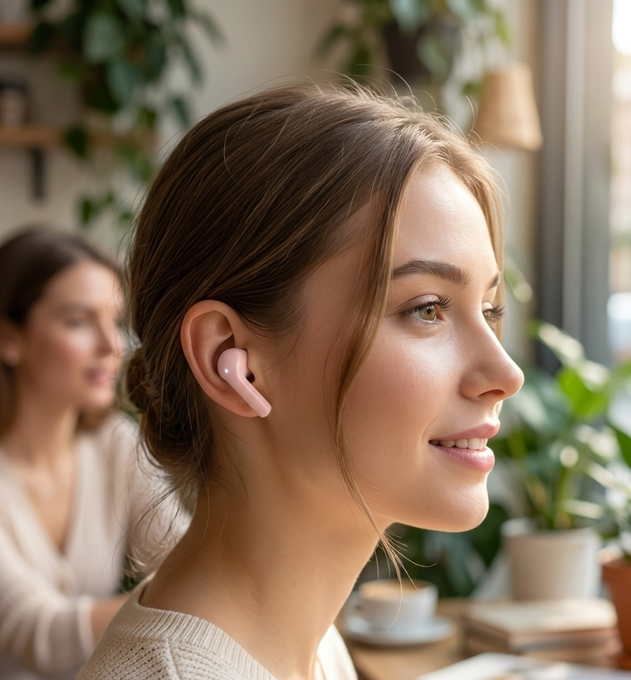 Transparante Oordopjes - Roze Bluetooth Earbuds - HiFi
