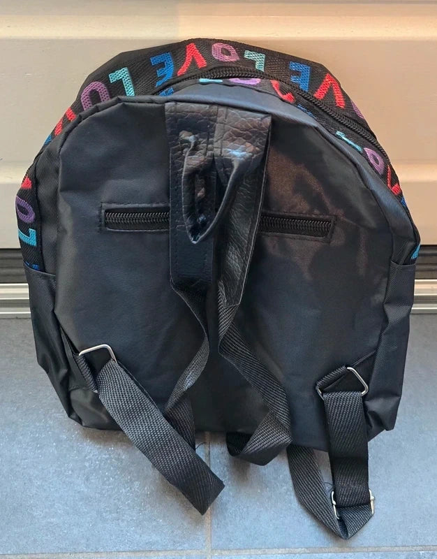 Love Vibes Rugtas - Casual Zwarte Schooltas - Multi-Color