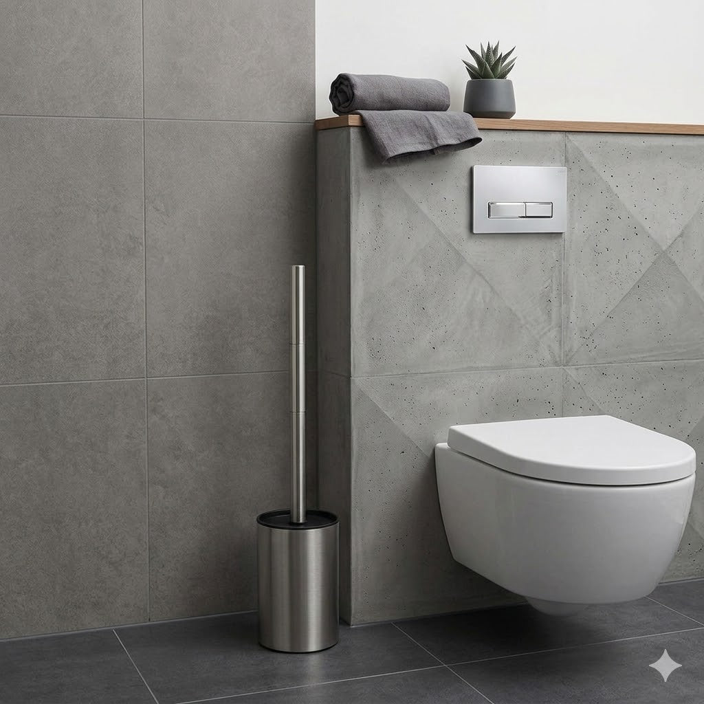 Titan Toiletborstel RVS - Modern Design met Zwarte Accent - Losstaand
