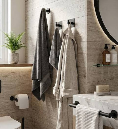 Titan Series badjashaak mat zwart roestvrij staal – wandmontage