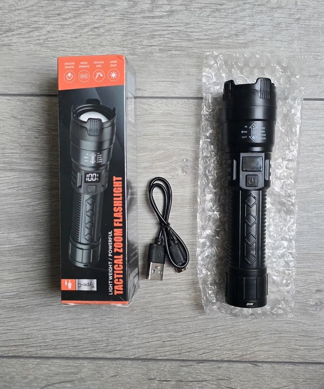 Tactische LED Zaklamp - USB Oplaadbaar - Zoomfunctie & Noodverlichting