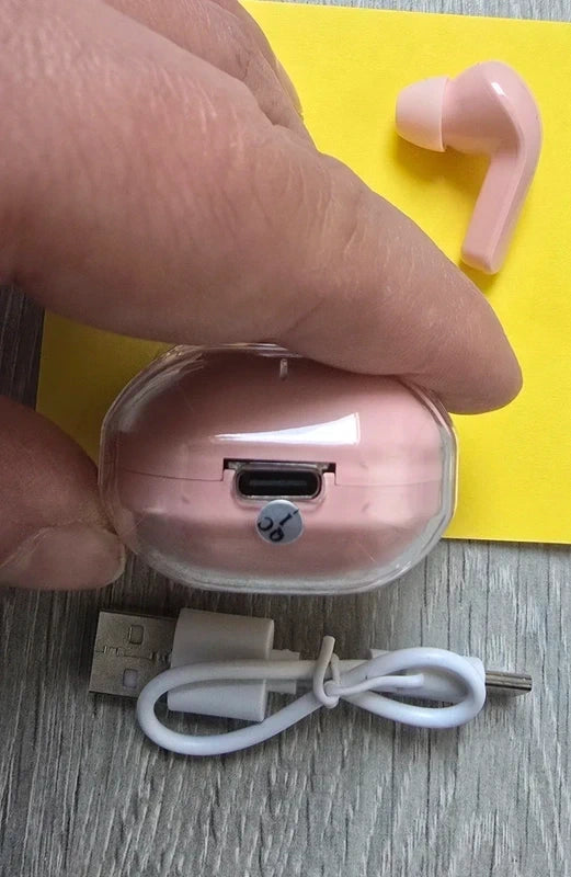 Transparante Oordopjes - Roze Bluetooth Earbuds - HiFi