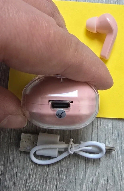 Transparante Oordopjes - Roze Bluetooth Earbuds - HiFi