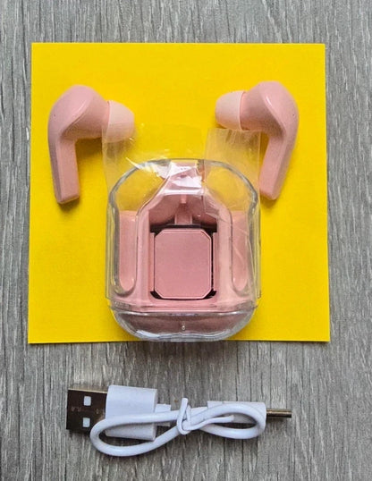 Transparante Oordopjes - Roze Bluetooth Earbuds - HiFi